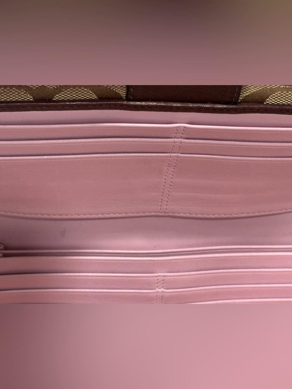 Coach Brown/Tan Signature Turnlock Continental Wallet - Picture 6 of 9